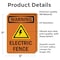 Signmission Electric Fence With Symbol OSHA Warning Sign, Vinyl Decal, 5in W x 7in L, 2PK OS-2PACK-WS-D-57-V-13121 - alternate 4